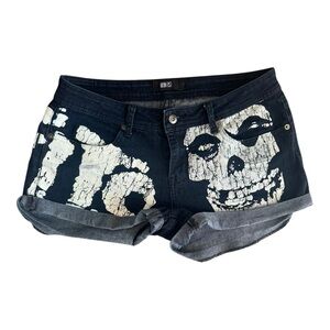 Iron Fist Black and White Skull Jean Shorts